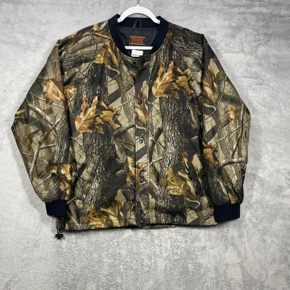Stearns Bomber Jacket Mens Medium Camo Realtree Hardwoods DryWear Quilted